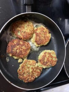cushaw basil latkes - zucchini basil latkes